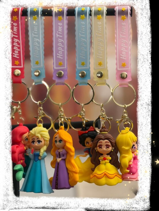Other - Princess Keychain Charm - Elsa Ariel Snow White Belle Sleeping Beauty Rapunzel